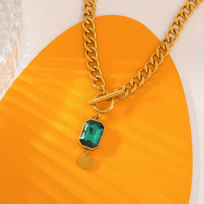 Chunky Chain Emerald Gold Ogrlica sa Privjeskom