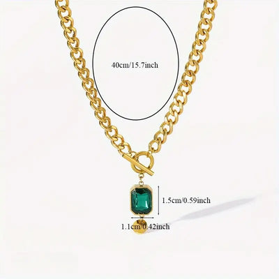 Chunky Chain Emerald Gold Ogrlica sa Privjeskom