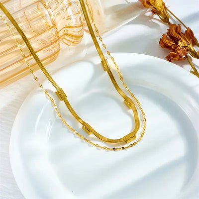 Sorella Gem Dvostruki Retro Zlatni Ogrlica