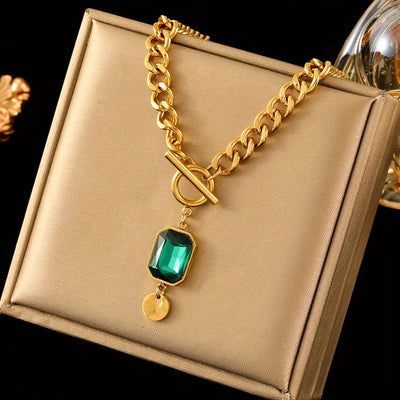 Chunky Chain Emerald Gold Ogrlica sa Privjeskom