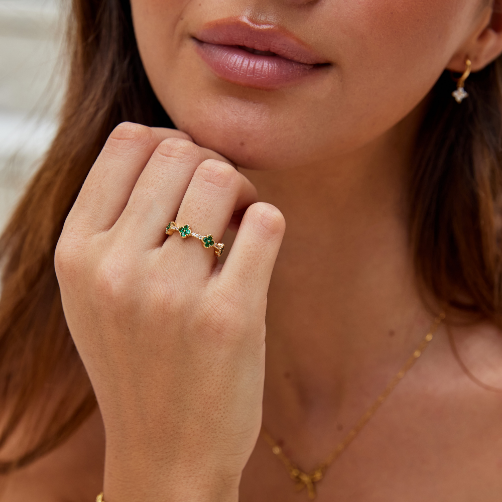 Glück - Kristalni Prsten u Obliku Detelinske Listića