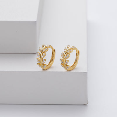 Listasti srebrni obručasti minđuše