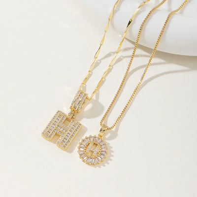 Ogrlica sa slovom Moisanit | Zlato