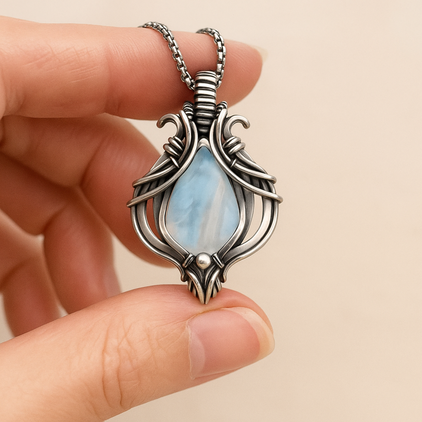 Plava Vintage Ogrlica u Srebru