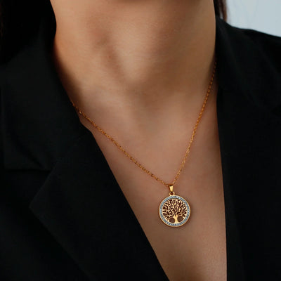 Sjajna Drvo Života Okrugli Ogrlica