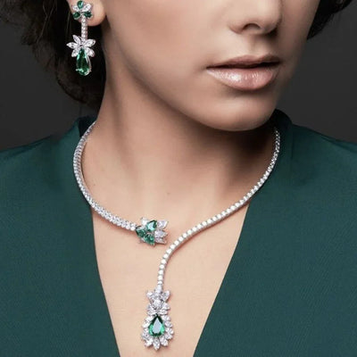 Vintage Emerald Blossom Necklace