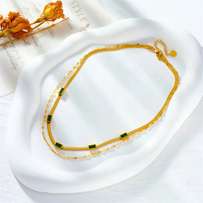 Sorella Gem Dvostruki Retro Zlatni Ogrlica