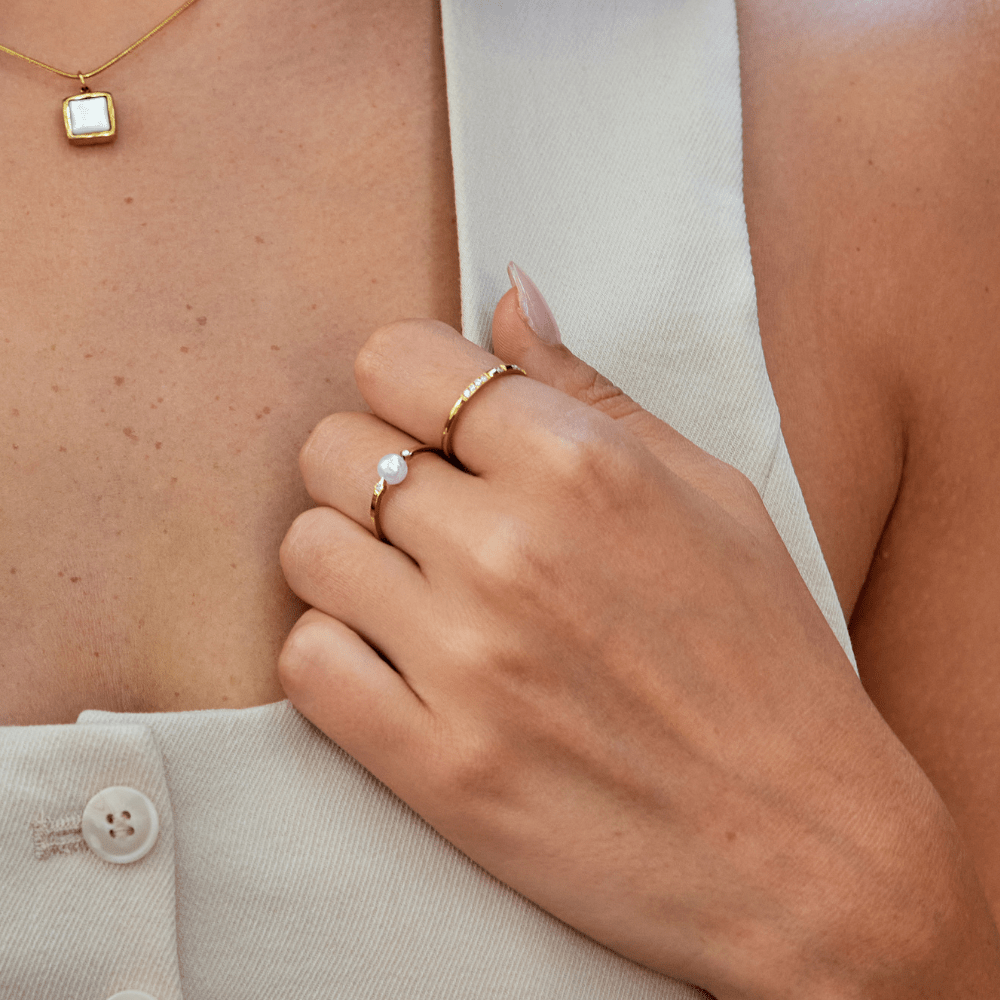 Perle prsten od slatkovodnih bisera