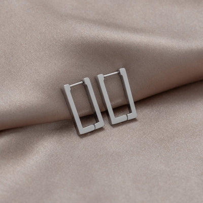 Srebrne pravougaone kružne minđuše